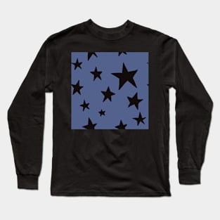 blue black stars pattern stockholm style Long Sleeve T-Shirt